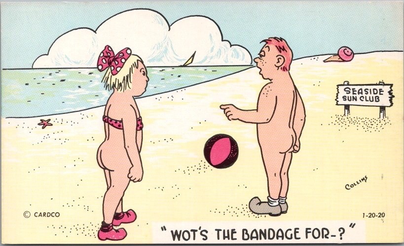 NUDISTS Comic Postcard \