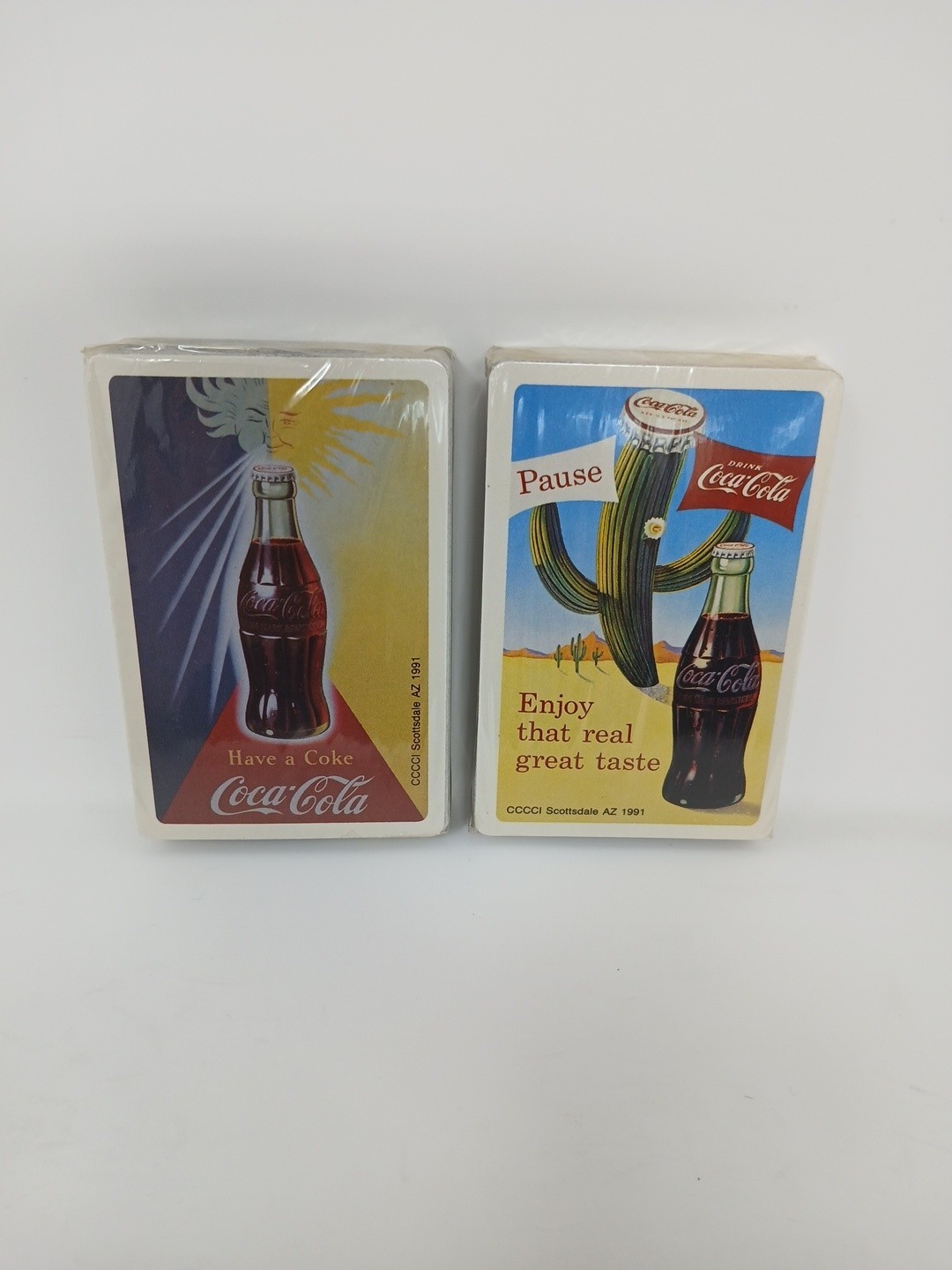 2 DECKS OF CCCC SCOTTSDALE, AZ 1991 C OCA COLA PLAYING CARDS New Sealed VTG 2 DECKS OF CCCC SCOTTSDALE, AZ 1991 C OCA COLA PLAYING CARDS New Sealed VTG