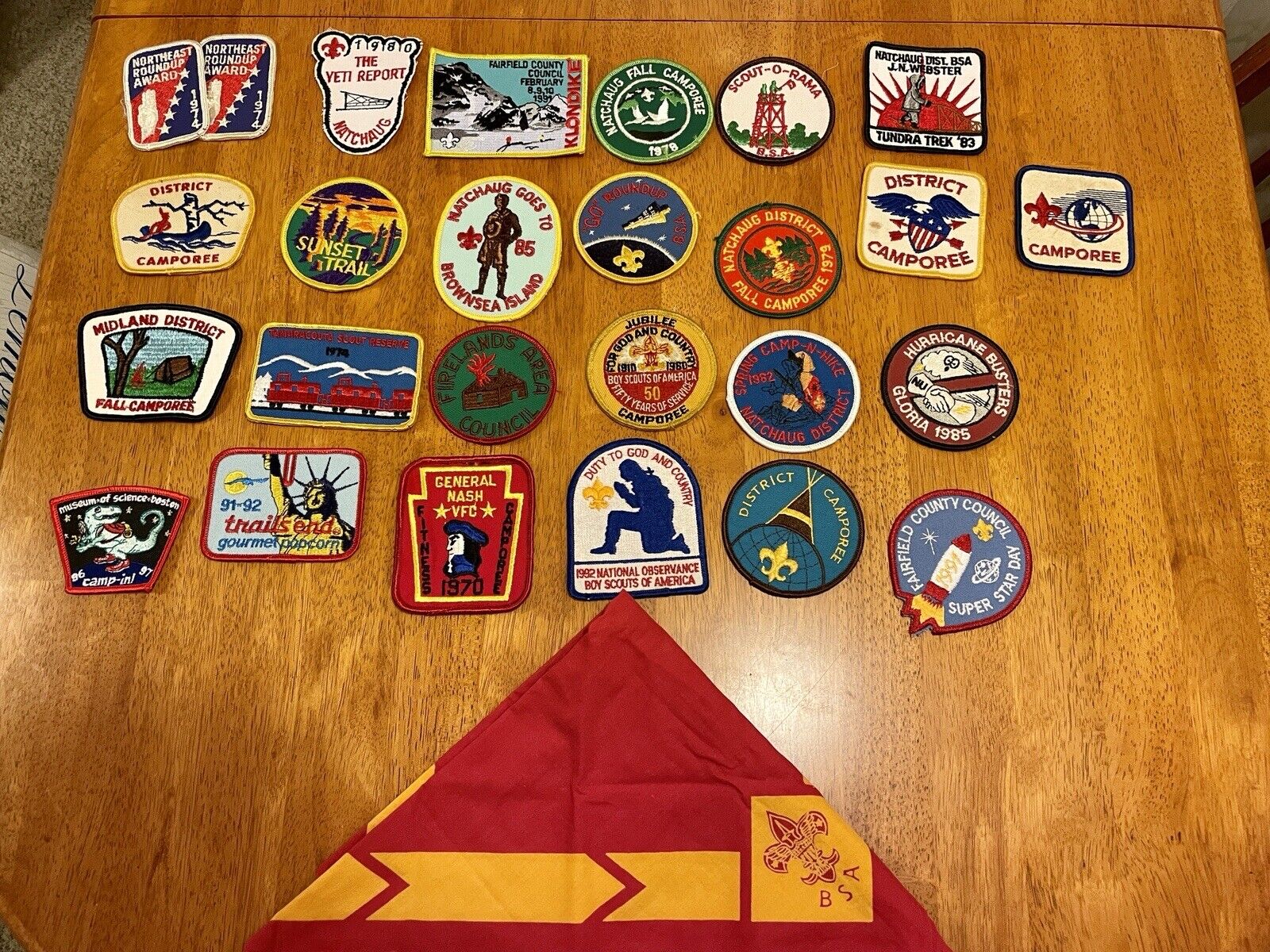 Vintage Lot Of 26 Boy Scout Patches 1960’s - 70s, 80s, and 90s -w/Neckerchief