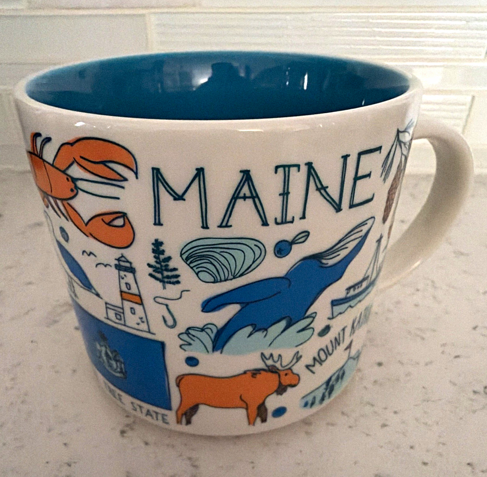 Starbucks Been There Series Maine Across the Globe 2019 Mug White/Blue/Orange