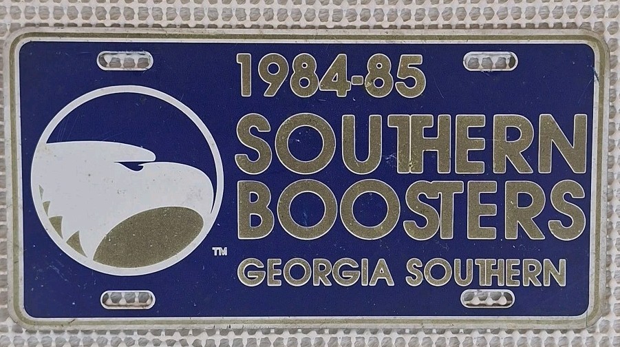 Vintage 1984-85 Georgia Southern Eagles Booster License Plate GSU Collectible