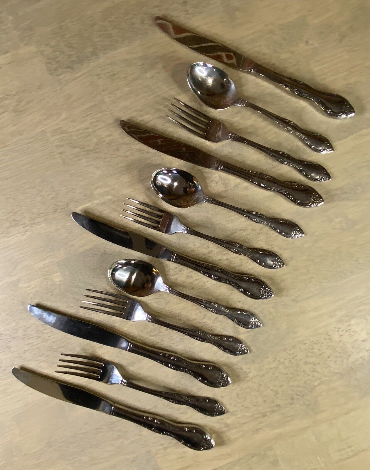 12 Pcs SSS by Oneida HAPSBURG BOURBON Stainless Teaspoons Salad Fork Knives