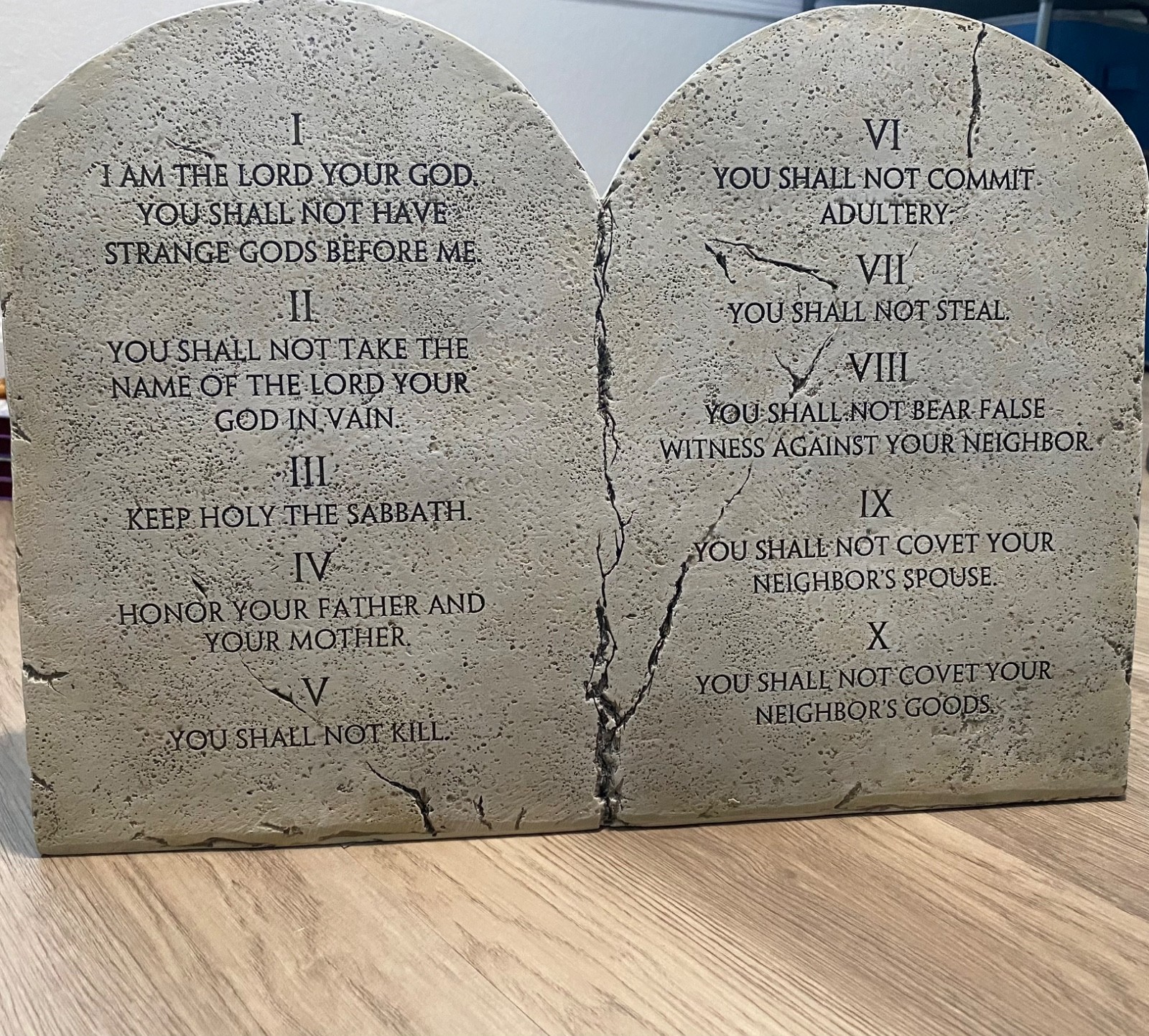 Ten Commandments Standing Plaque 12'' Statue Art Moses 10 Commandments