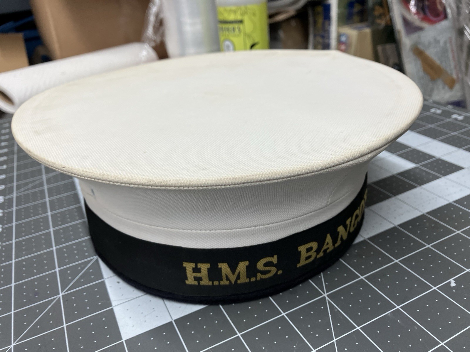 Vintage HMS Bangor Naval Hat Early WW1 / WW2 Battleship Royal Navy Military
