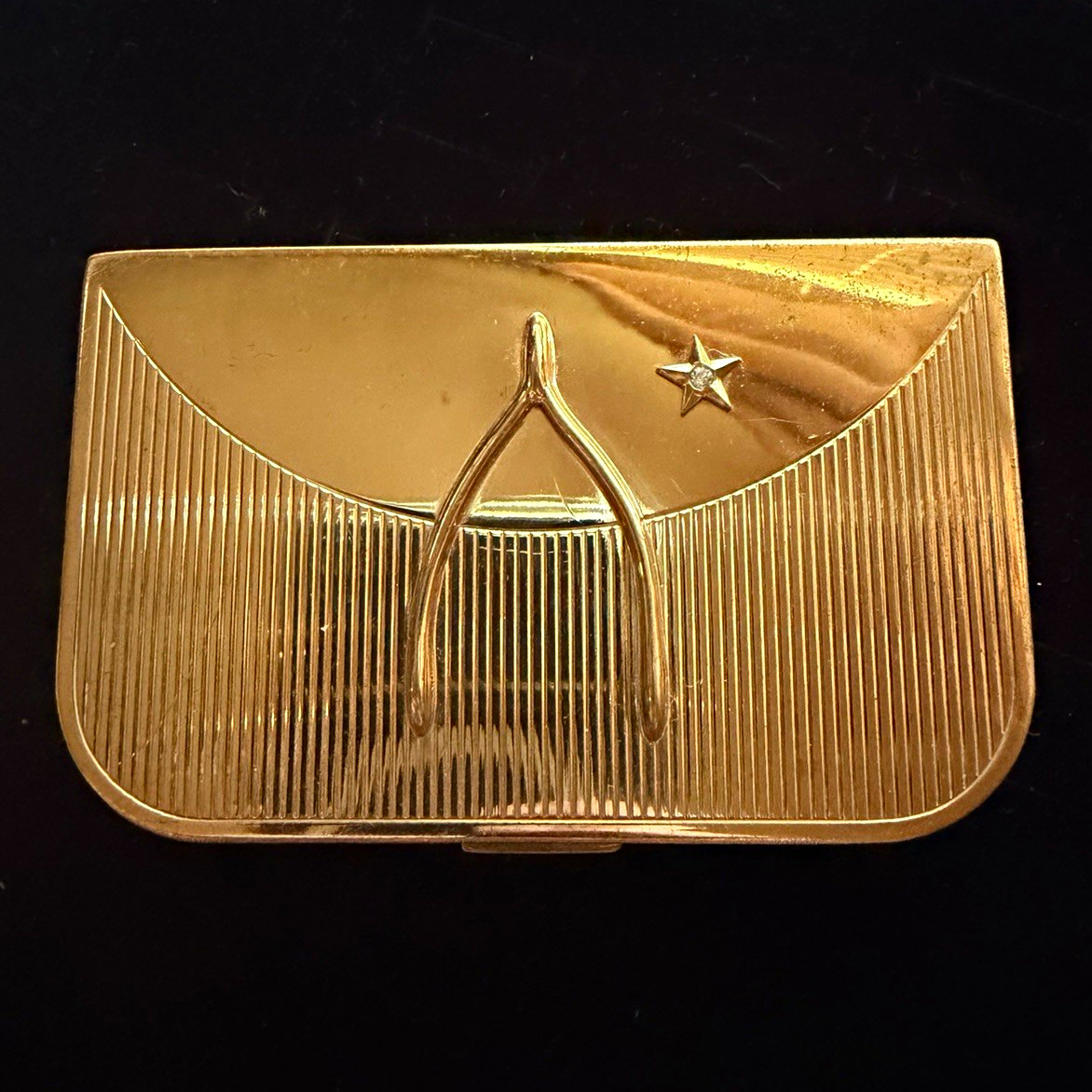 1941 Coty New York Vintage Gold Tone Powder Compact w/ Mirror and Puff