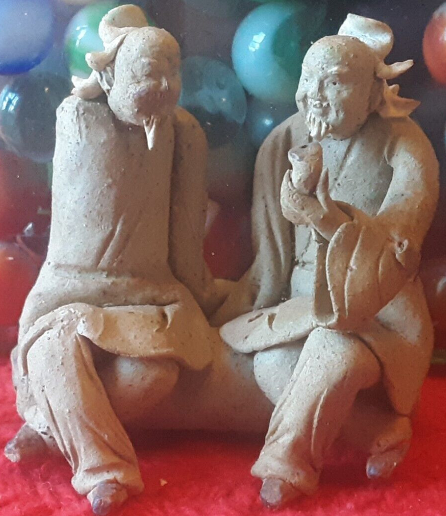 VINTAGE Chinese Mudman Miniature Figurines with Fine Detail Clay Mudmen