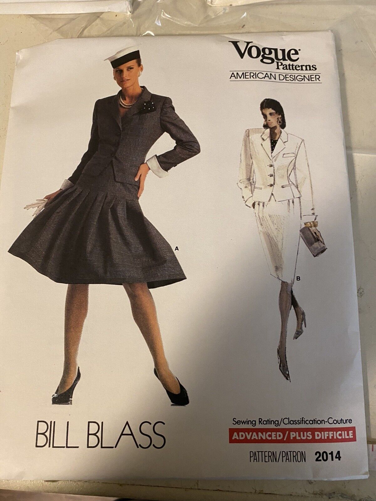 1980's Vintage VOGUE  Jacket&Skirt Bill Blass Pattern 2014 Size 8 Uncut