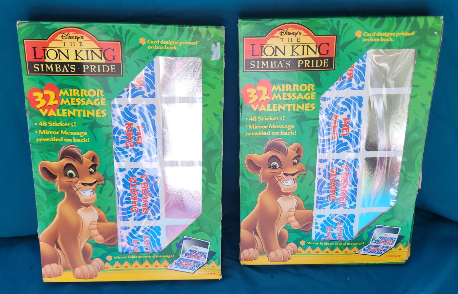 Lot Of 2 Vintage Disney Lion King Valentines 32 Mirror Message Cards Each New 