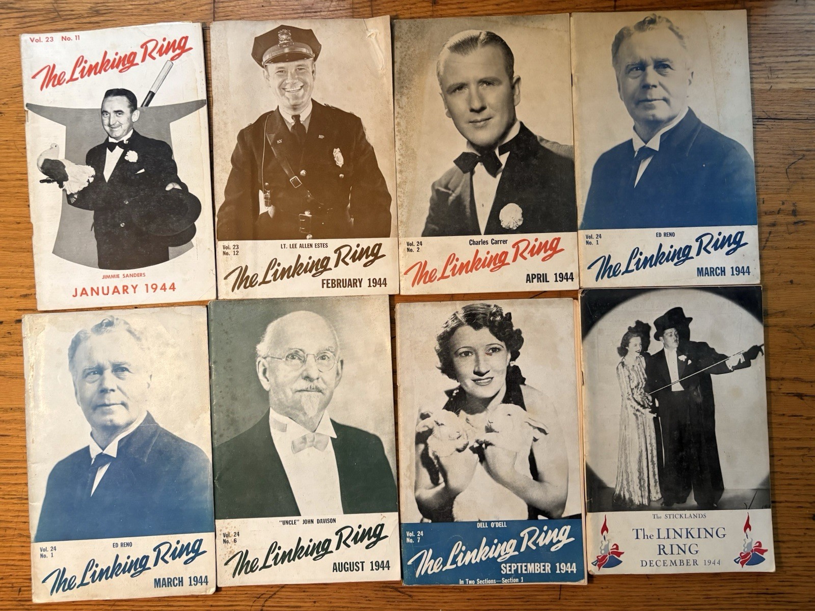 8 Issues of THE LINKING RING 1944 Magic Magazine