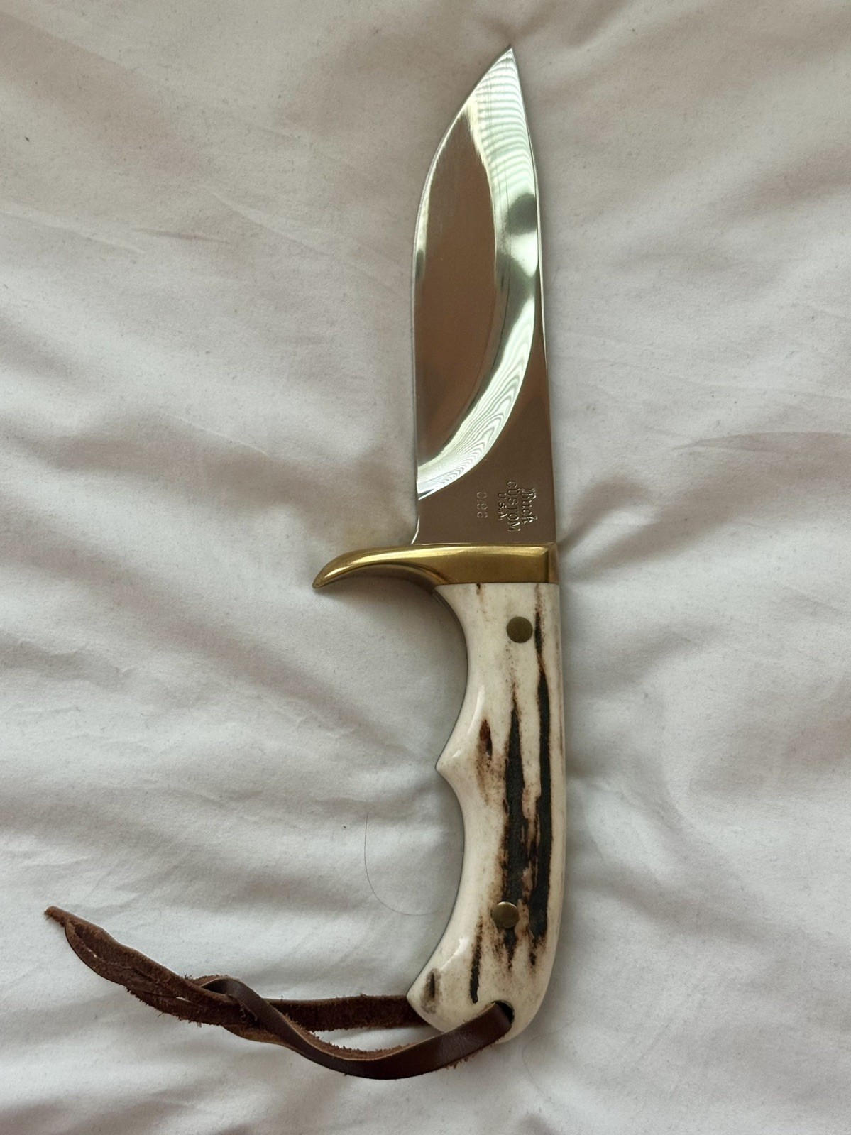 Buck Custom Stag 0196 Knife USA, BM On Blade With Sheath Perfect Condition 