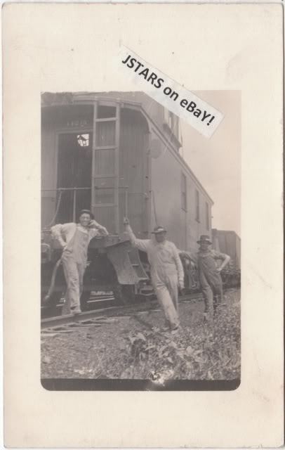 c. 1910s CB&Q RAILWAY CABOOSE REAL PHOTO POSTCARD RPPC