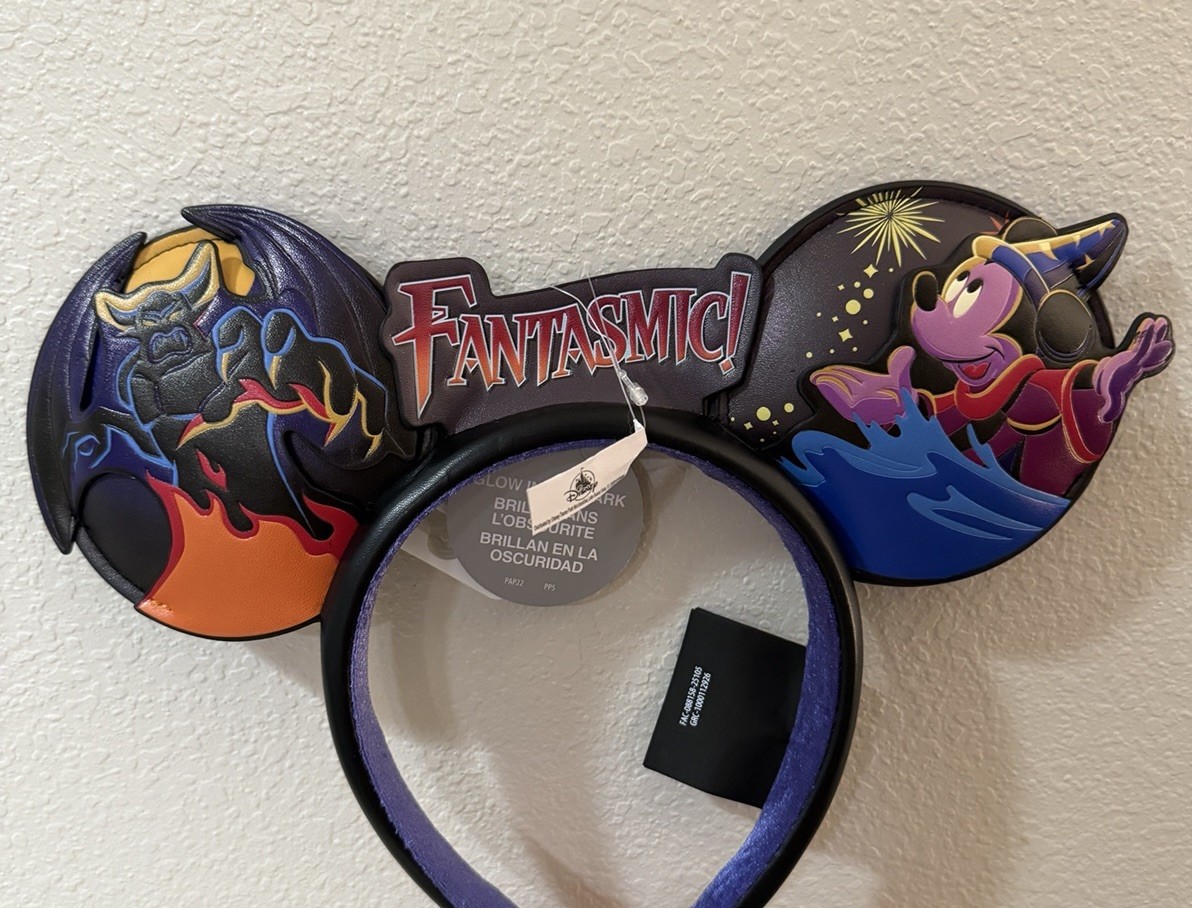 Disney Parks 2025 Fantasmic Sorcerer Mickey Ears Headband Glow In The Dark NEW