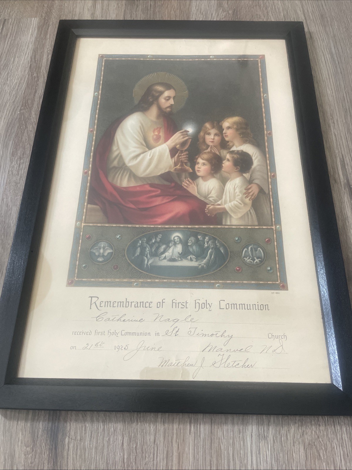 Antique First Communion Framed 1925