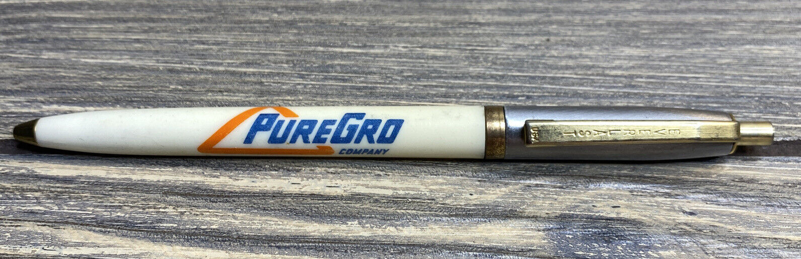 Vintage Everlast Retractable Ink Pen PureGro Company White Gold 