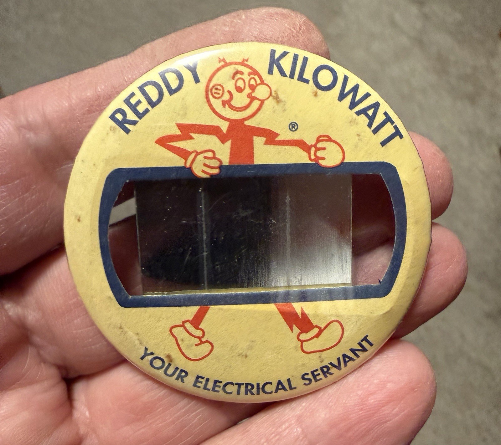 Vintage REDDY KILOWATT Employee Pinback Pin Badge