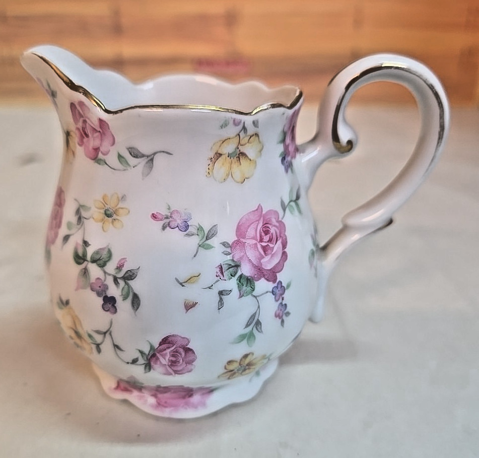 Antique Diamond Floral Creamer; Occupied Japan