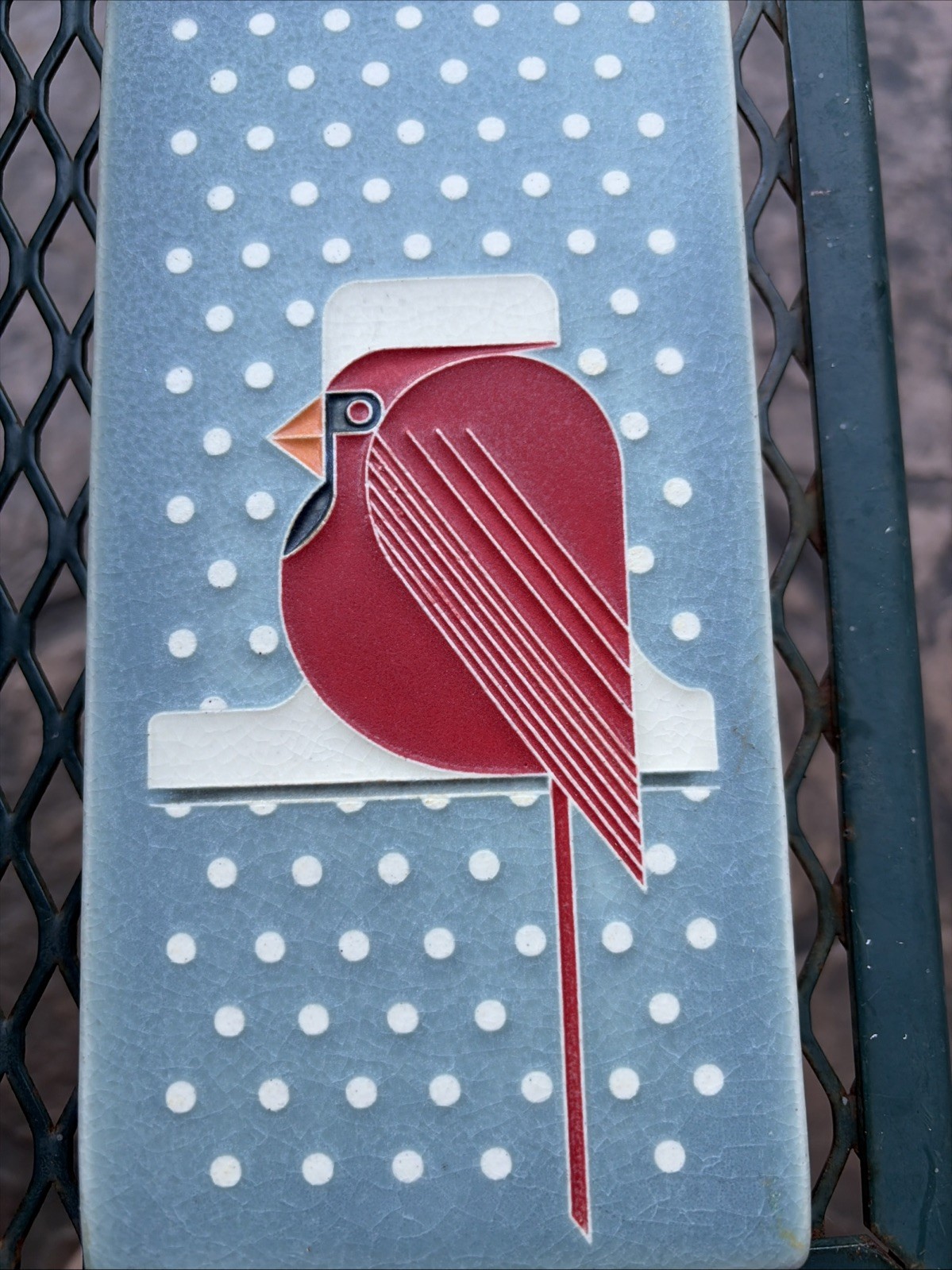 Motawi Cool Cardinai — Tile 4x8 Art Tile Motawi Cool Cardinai — Tile 4x8 Art Tile