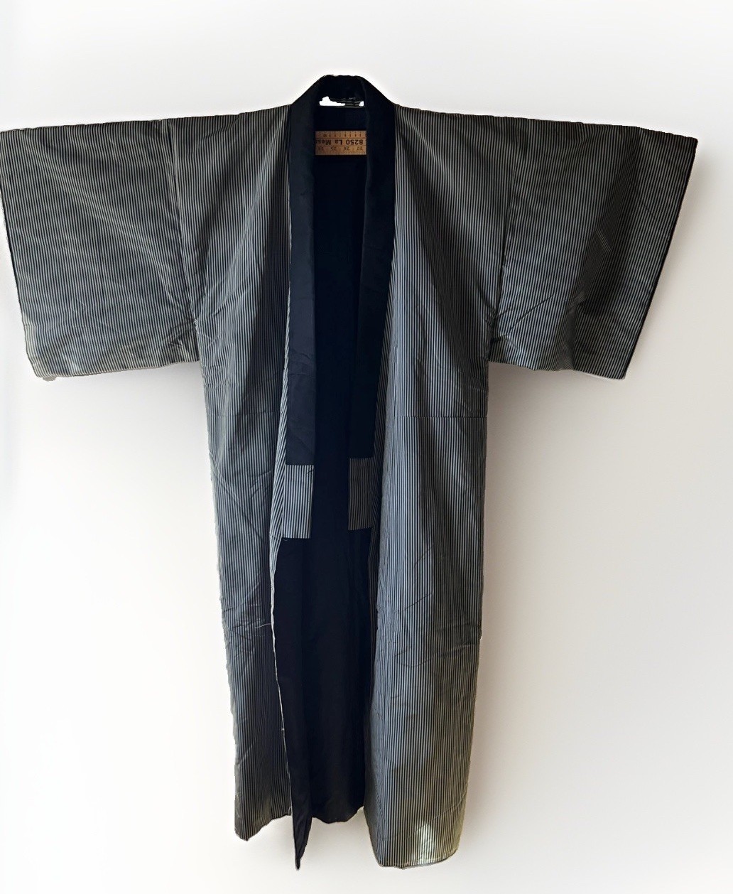 Japanese Padded Winter Kimono Blue Stripe - basted hem 60” long NEW vintage?