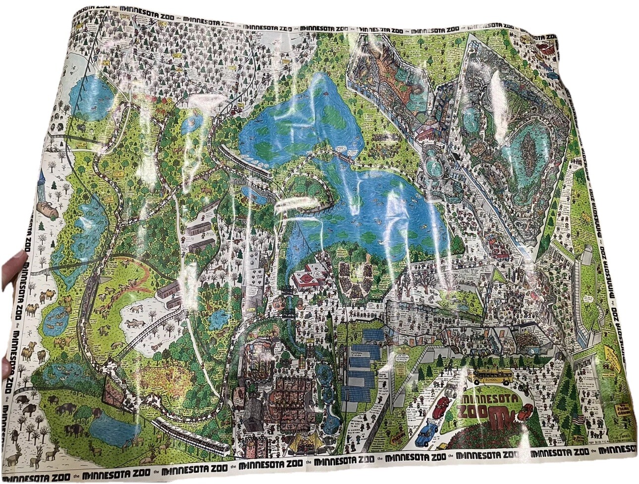 Vintage 1984 Minnesota Zoo Bob Terrio Souvenir Map Poster - Awesome Artwork