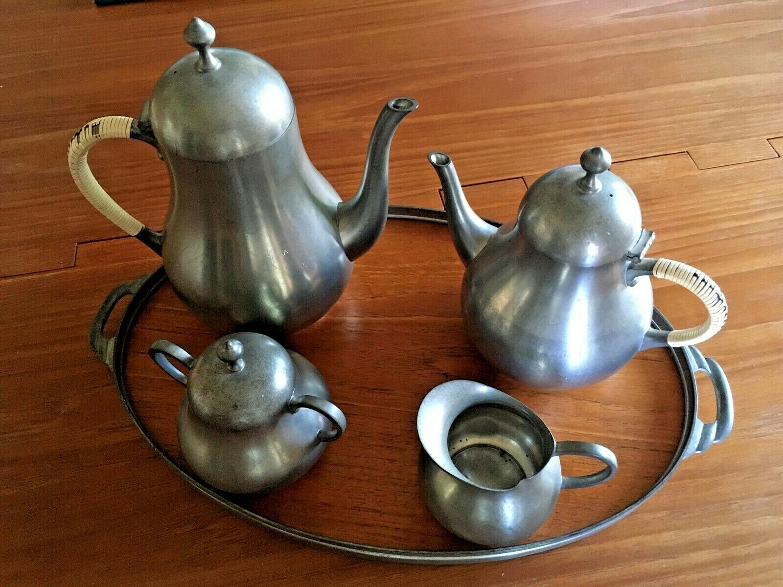 Vintage KMD Royal Holland Coffee Tea Set Creamer Sugar Tray Signed (5 Pieces) Vintage KMD Royal Holland Coffee Tea Set Creamer Sugar Tray Signed (5 Pieces)