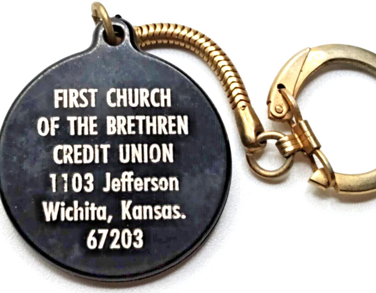Vintage Keychain First Church Of The Brethren Credit Union WICHITA KANSAS K152