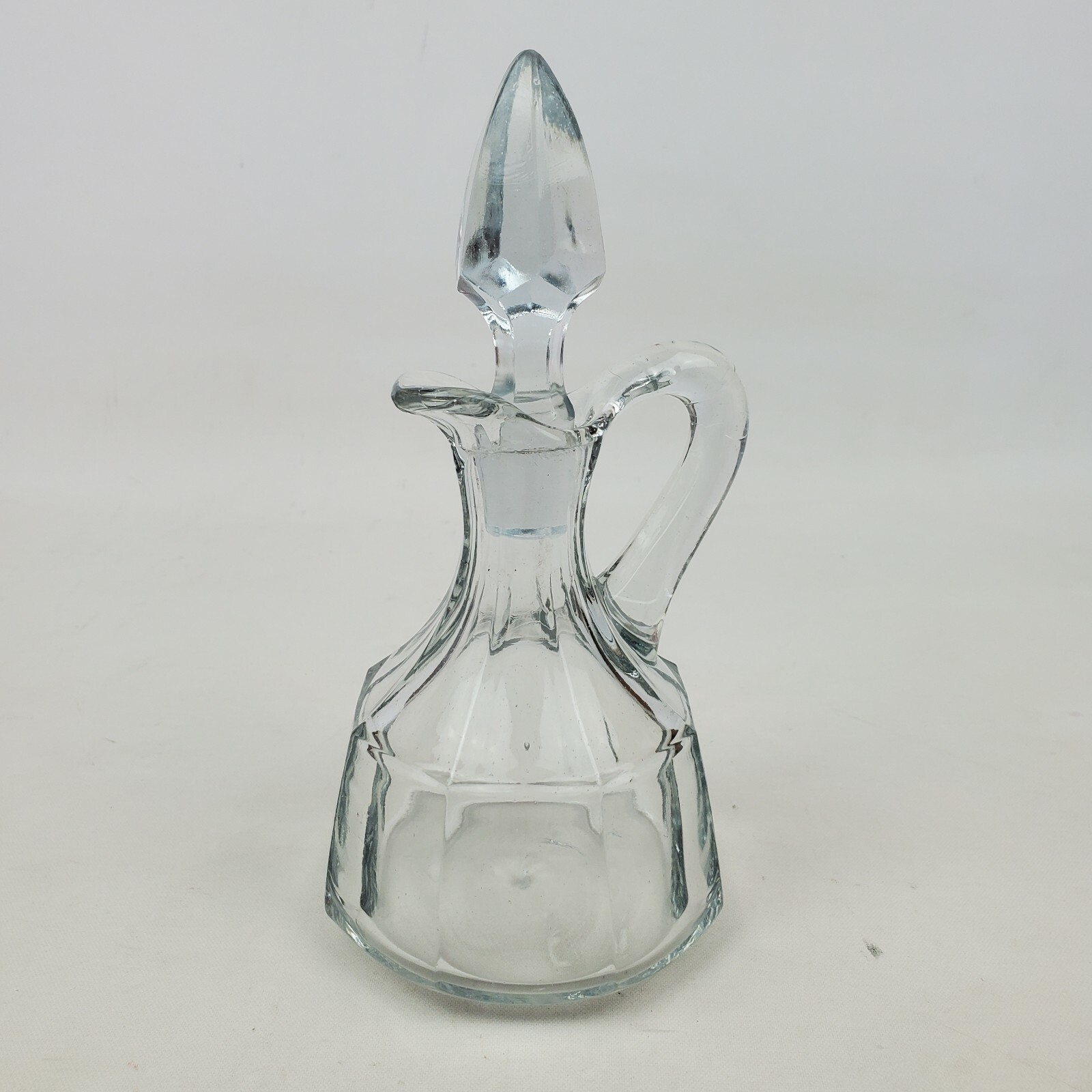 Vintage Clear Glass Syrup Pitcher Cruet Vinegar Oil Dispenser Stopper 5\