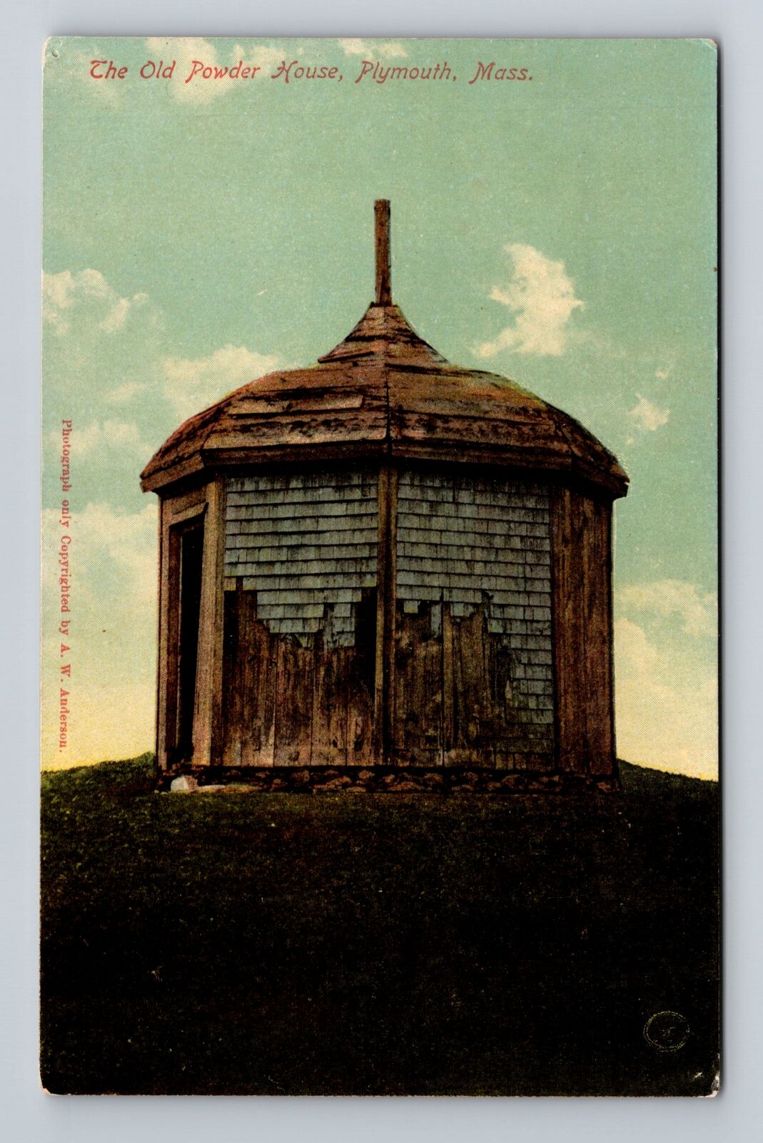 Plymouth MA-Massachusetts, The Old Powder House, Antique Vintage Postcard