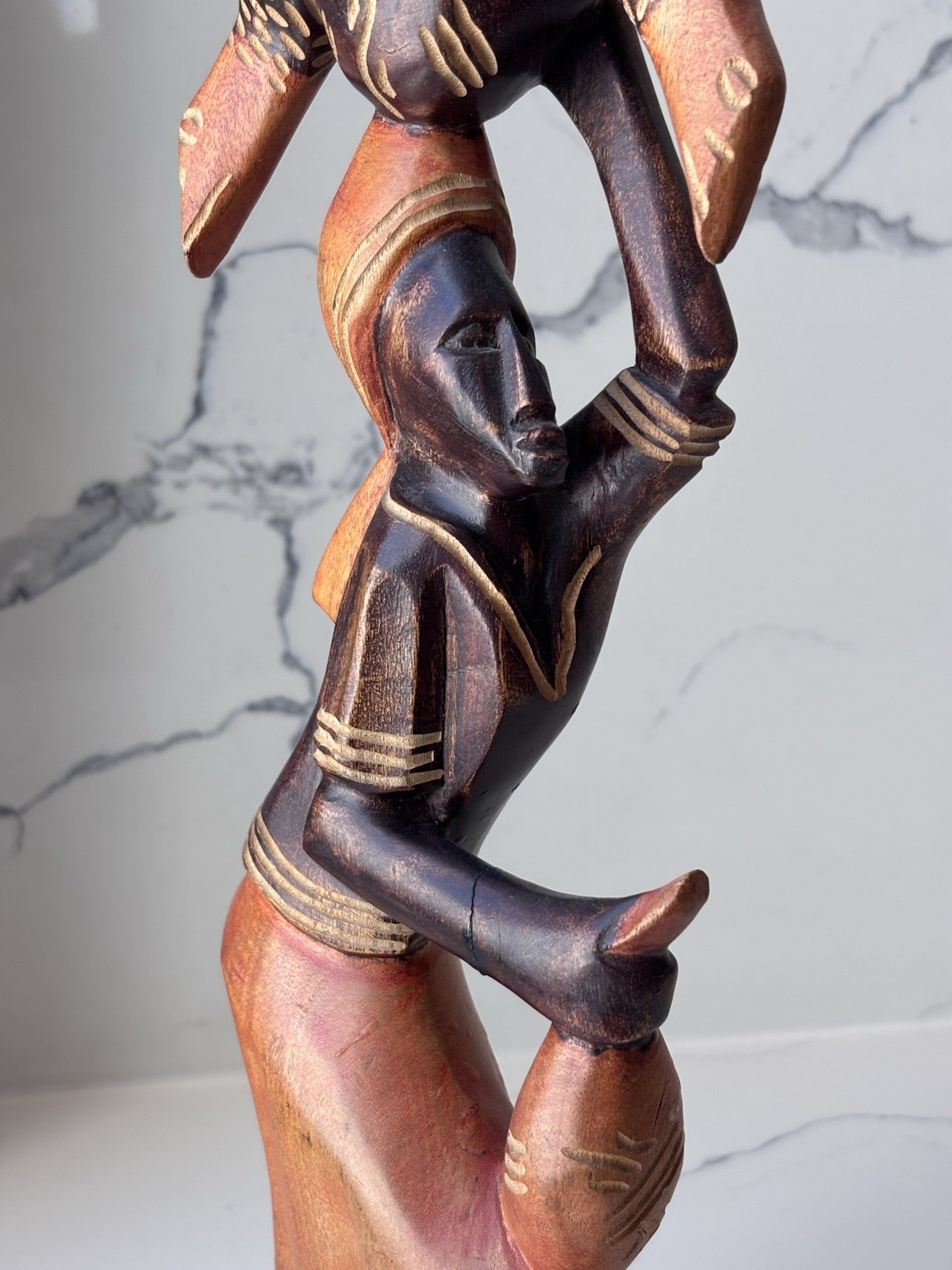 Beautiful Hand Carved Wood Haitian Woman 18” Statue Cultural Fine Art Decor Gift