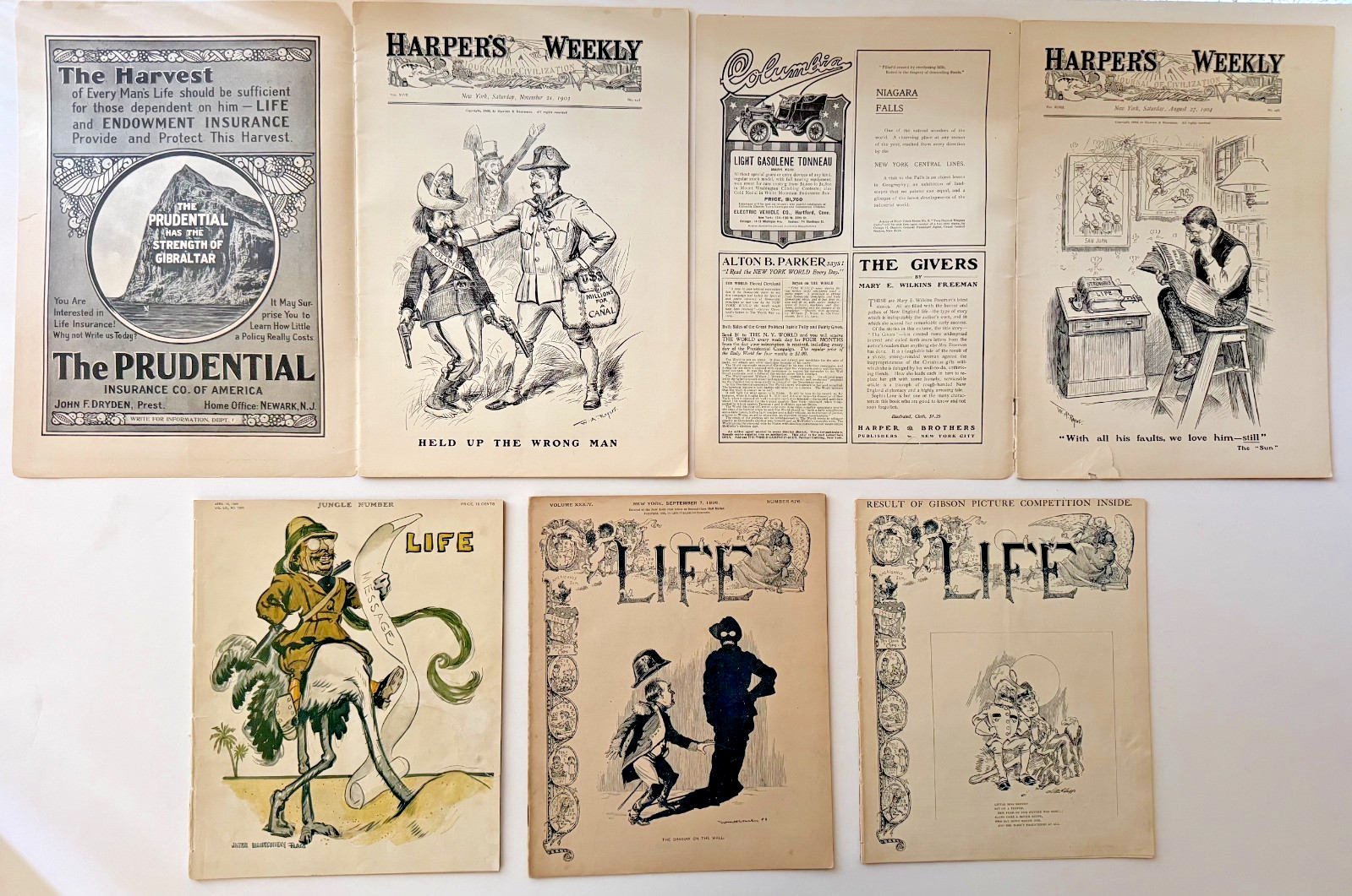 VINTAGE Theodore Roosevelt 1900s HARPER\'S/LIFE MAGAZINE LOT Rough Rider teddy