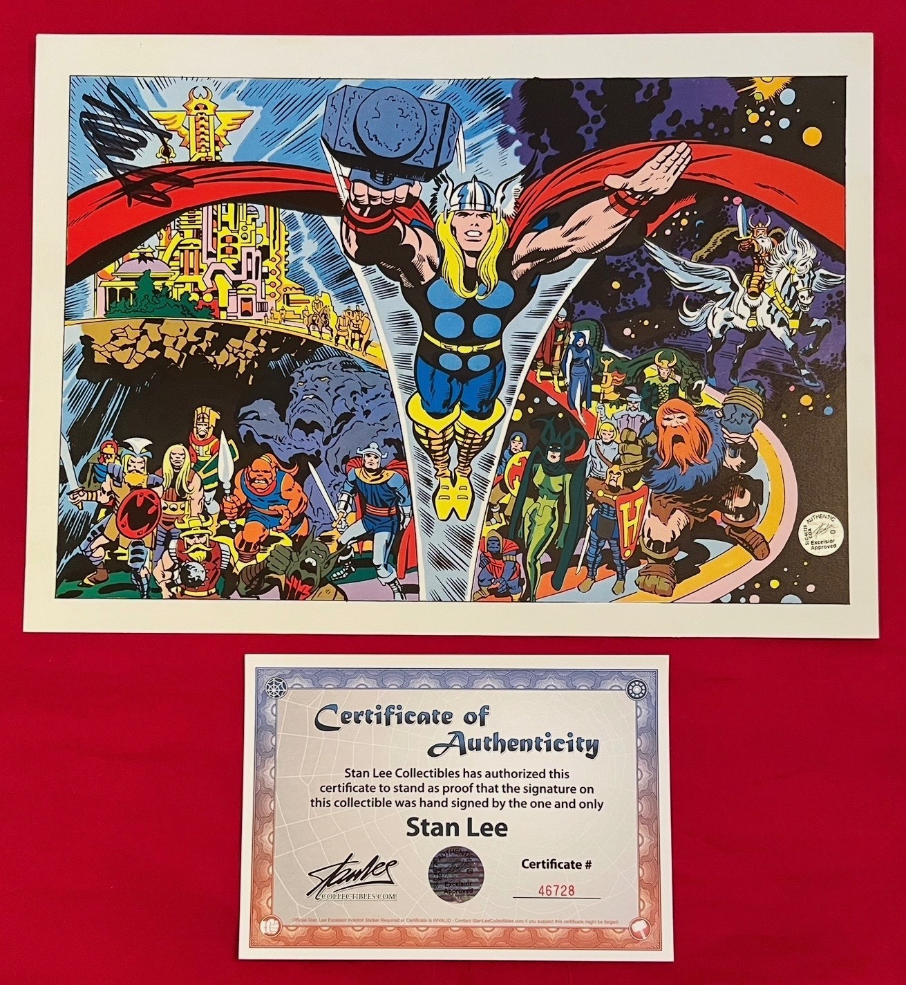 1970s Marvel Comics Original Pinup Poster Thor Asgard Signed by Stan Lee w/COA 1970s Marvel Comics Original Pinup Poster Thor Asgard Signed by Stan Lee w/COA