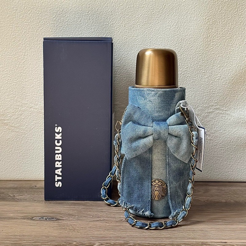 New Starbucks China 2026 Denim Star Coffee Retro 16oz Tumbler with Cup Sleeve