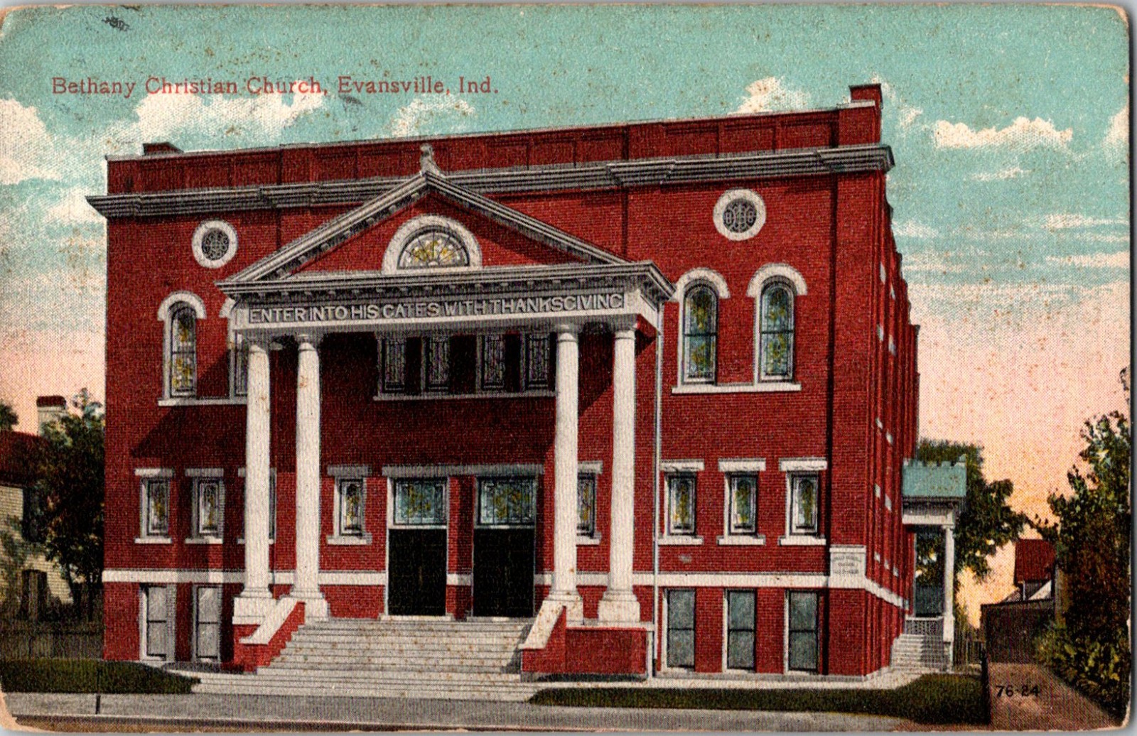 Bethany Christian Church Evansville Indiana 1914 Postcard