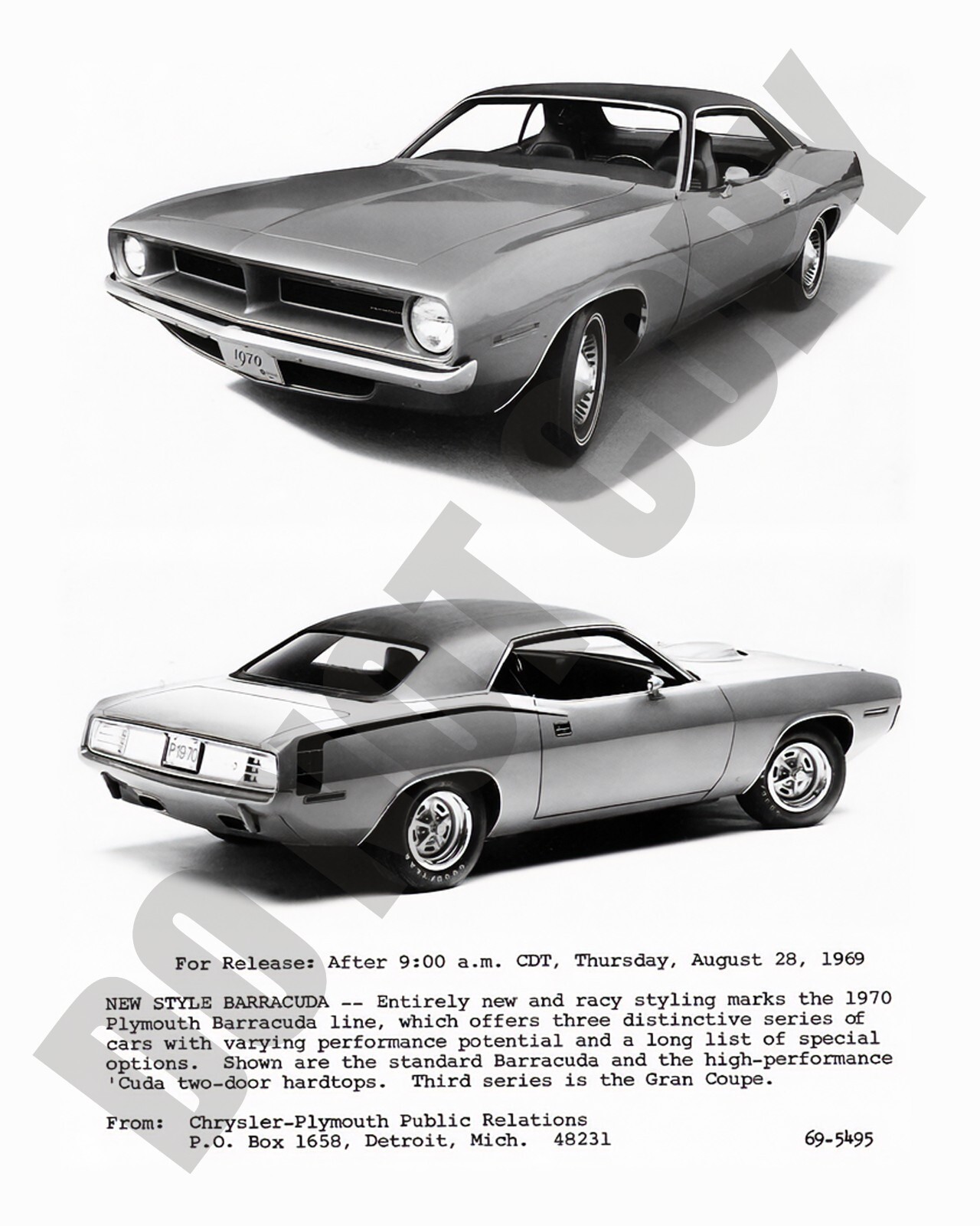 1970 Chrysler Plymouth Barracuda Press Promo Ad 8x10 Photo