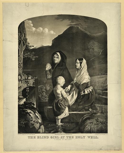 Photo:Blind Girl at Holy Well Ireland 1869 Nun Prayer Print Artwork