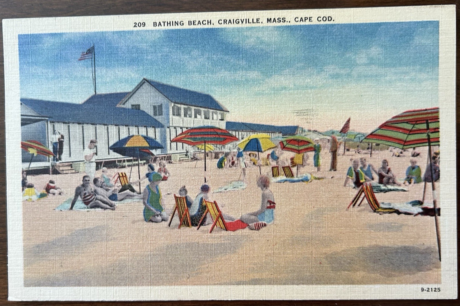 CENTERVILLE BARNSTABLE MA MASS~Craigville Bathing Beach~1939 Linen Postcard