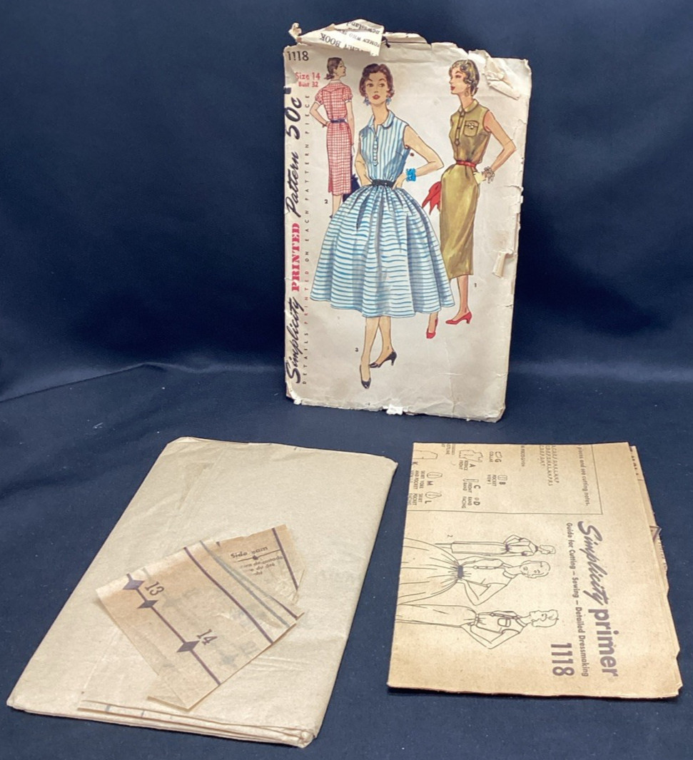 Vtg Sewing Pattern, Simplicity 1118, dress, 14, Cut - ships free Vtg Sewing Pattern, Simplicity 1118, dress, 14, Cut - ships free