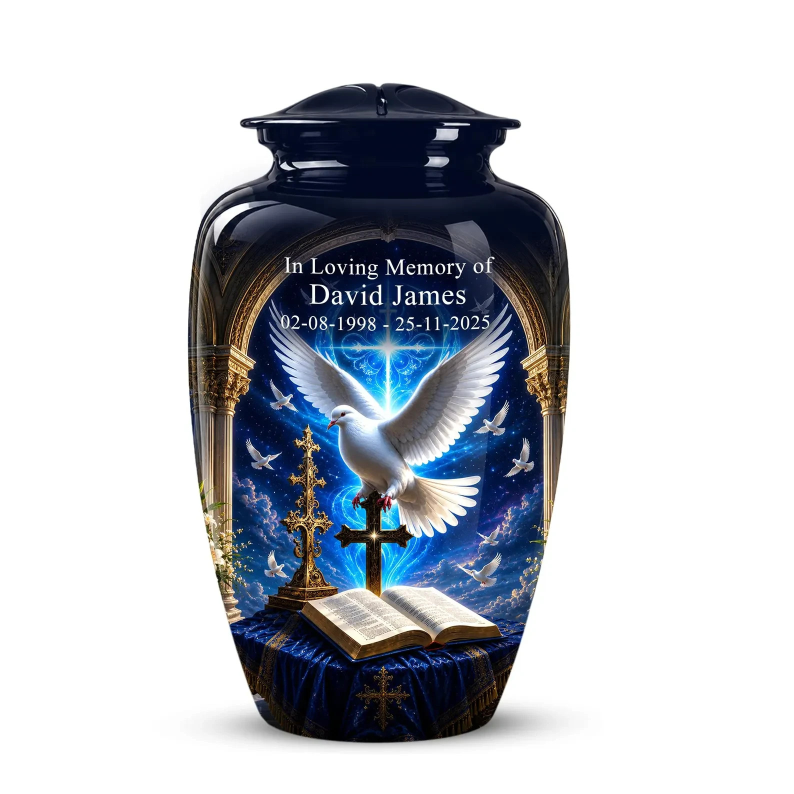 Religious Cremation Urn Dove Cross Bible Memorial Ashes 10 inches ship by fedex Religious Cremation Urn Dove Cross Bible Memorial Ashes 10 inches ship by fedex