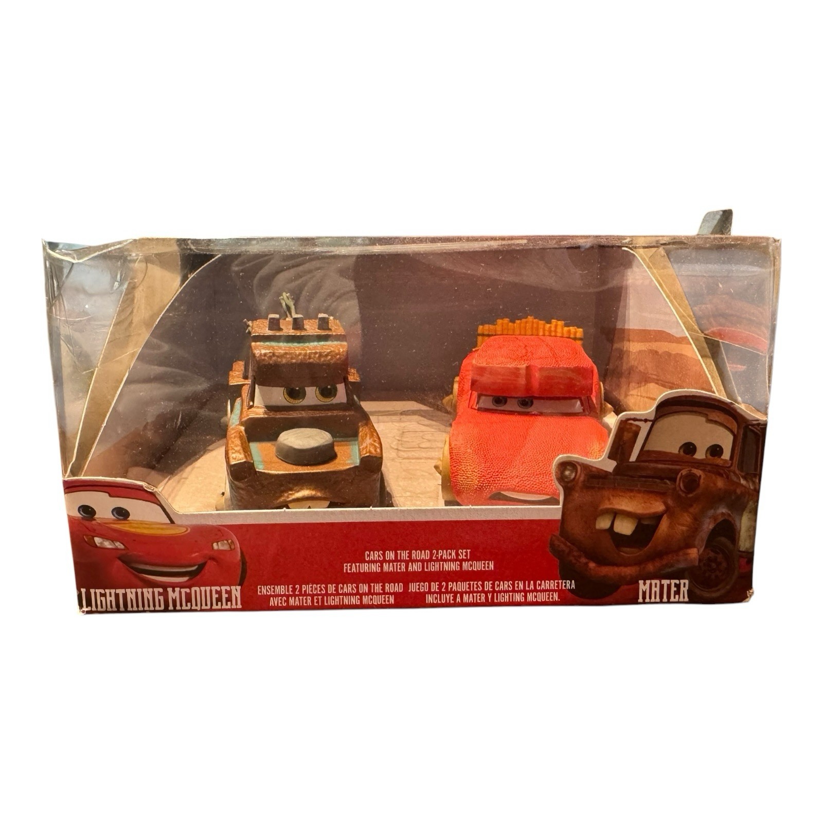 Disney Parks Cars On The Road 2 Pack Set Mater And Lightning McQueen New Box Dmg