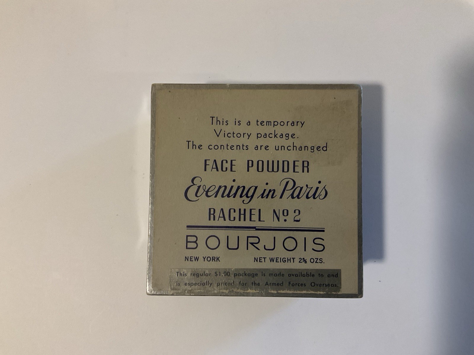 Evening in Paris Vintage Face Powder New in Box Rachel # 2 Temp. Victory Package