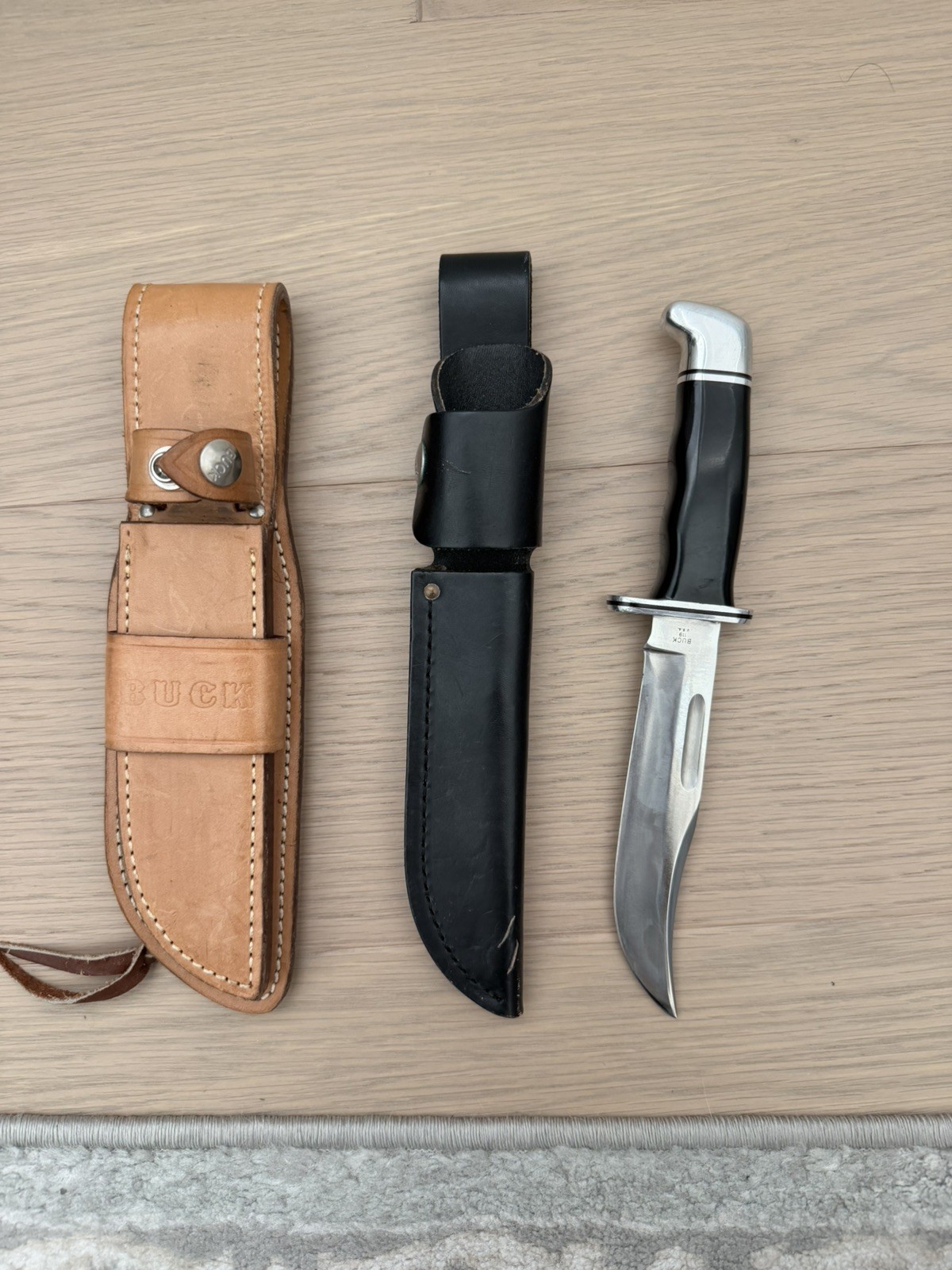 Vintage Buck 119 Special Fixed Blade Knife USA Pre-1986 + 2 Buck Sheaths Custom