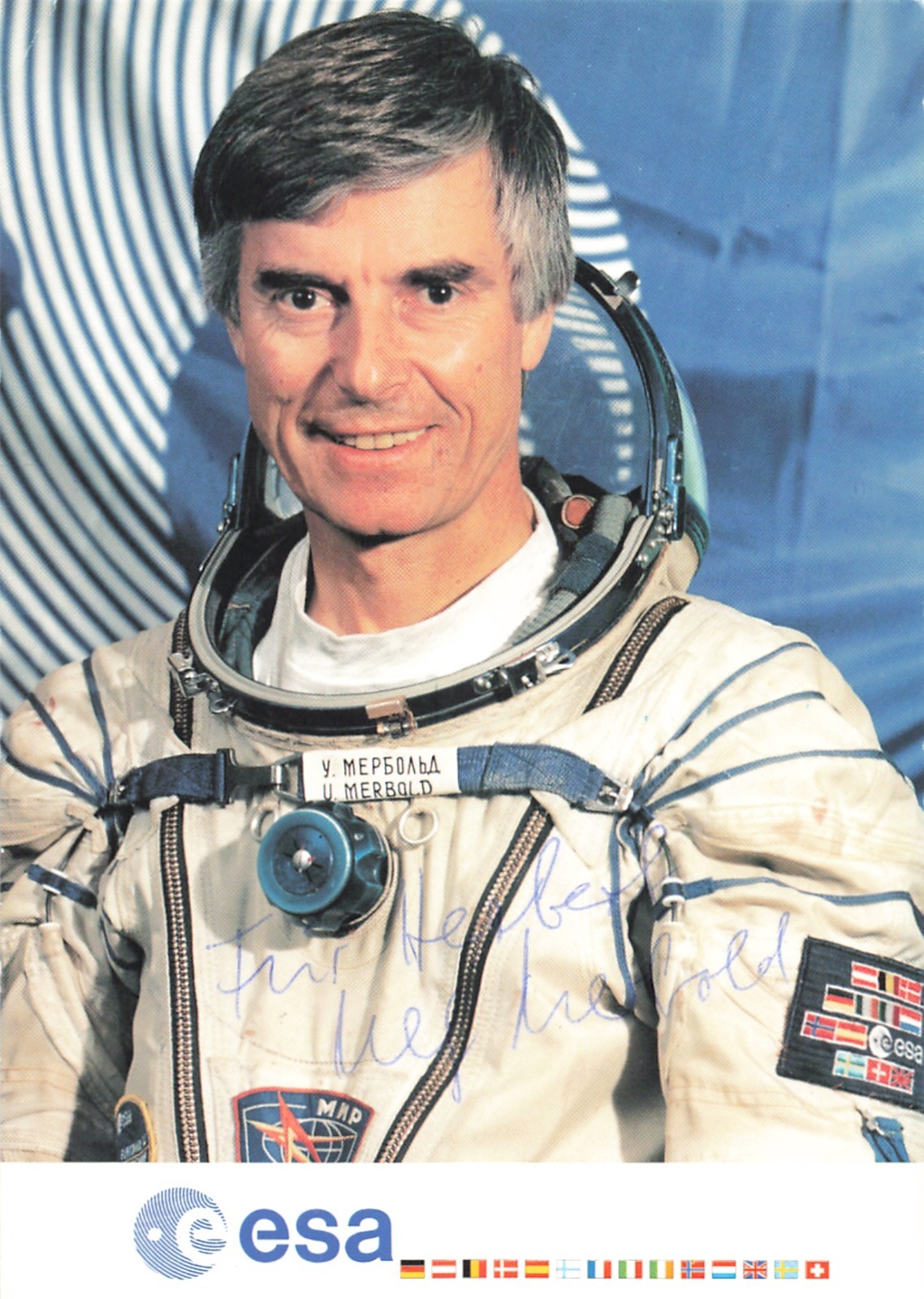 Ulf Merbold, original autograph, old autograph card, astronaut STS-9