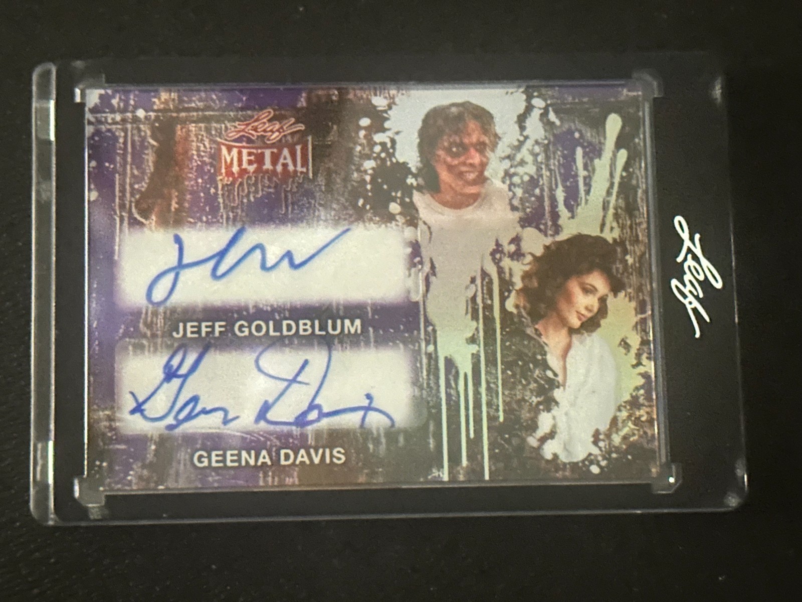 GEENA DAVIS * JEFF GOLDBLUM 2026 LEAF METAL HALLOWEEN DUAL AUTO PRISMATIC 1/1