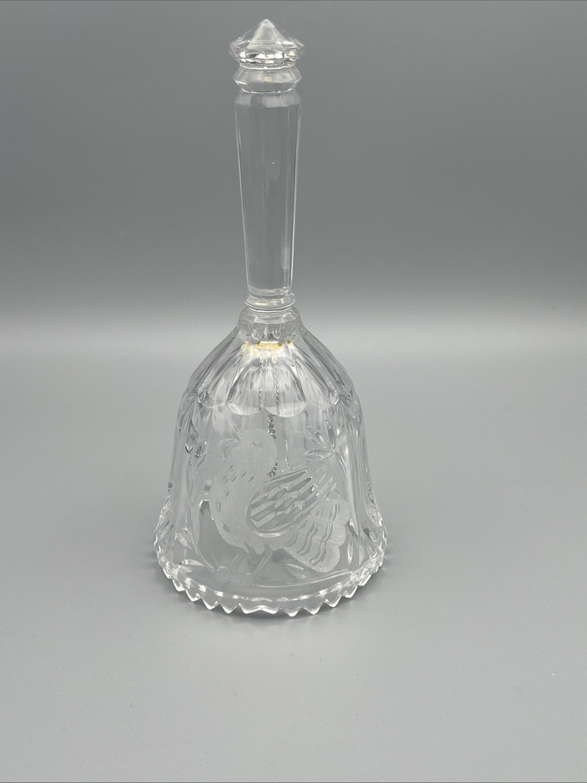 Vintage cut glass bell etched Bird Dinner Bell Germany Bleikristall Lead Crystal