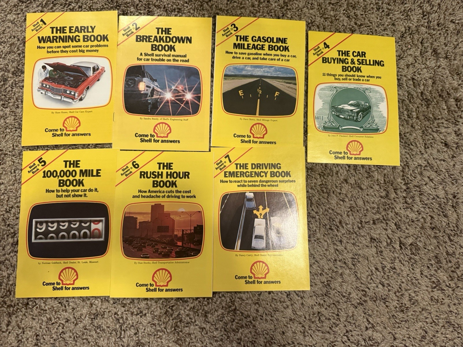 Vintage 1976 Shell Oil Answer Book Series Complete Set 1-7 Car Care Auto Manuals