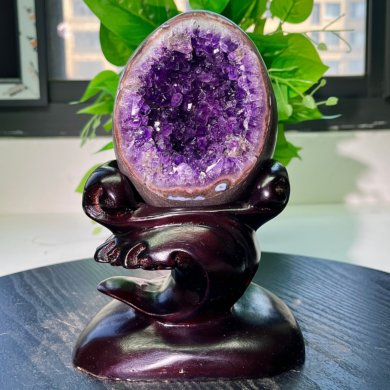 2.71LB  High quality rare amethyst dragon egg cave decoration
