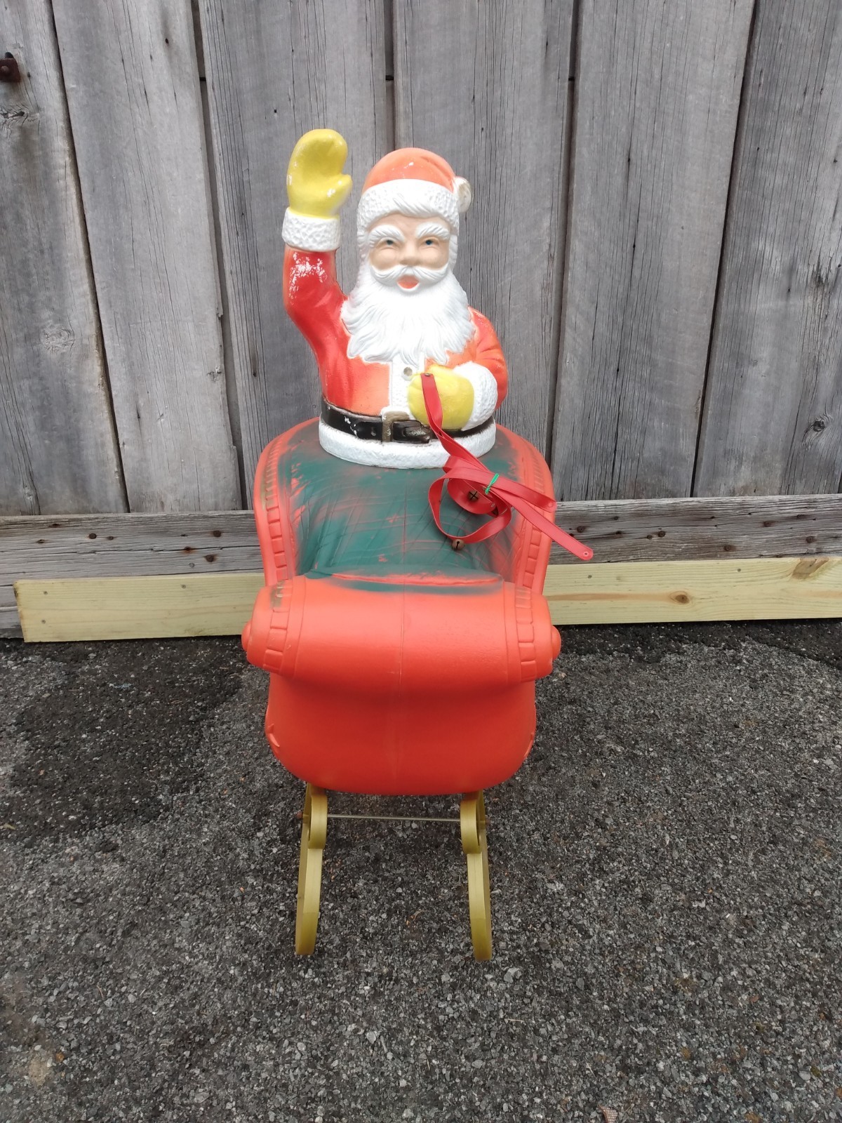 Vintage Poloron Santa Sleigh Blow Mold Light Christmas Lawn Display