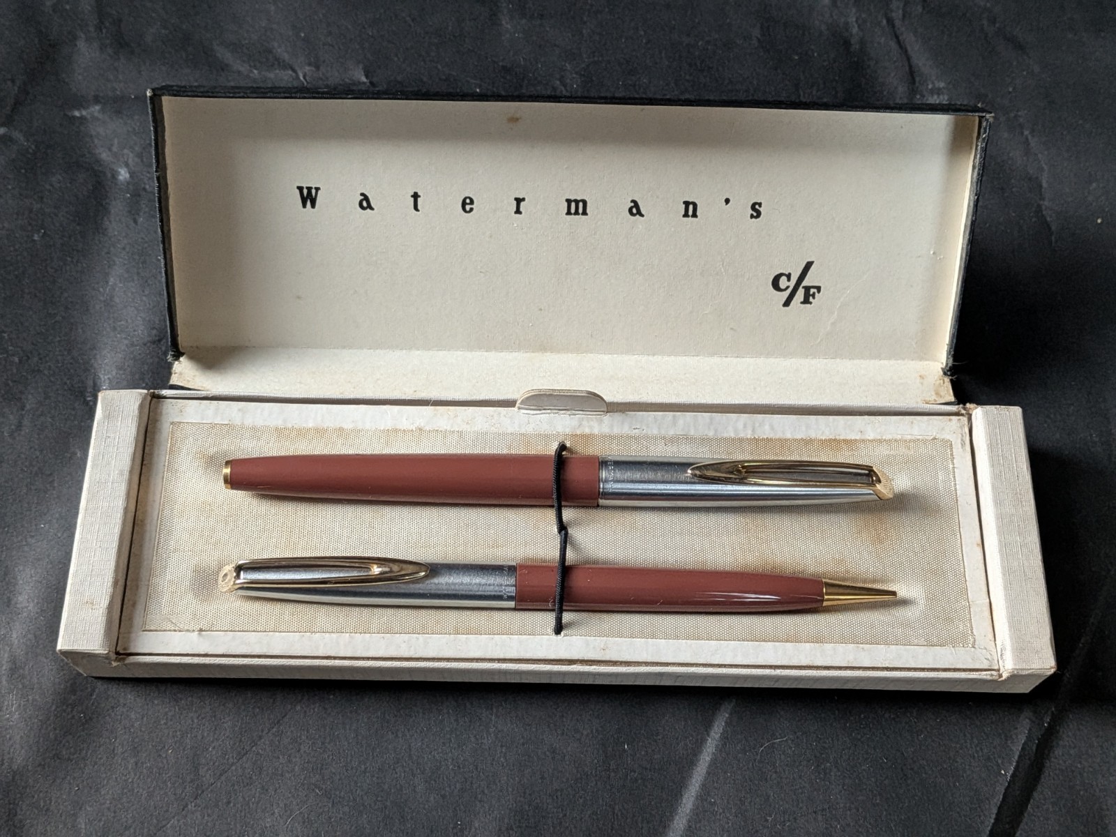 Vintage Waterman C/F Fountain pen & Pencil Set Fine Flex 14k Nib -Sold As Is