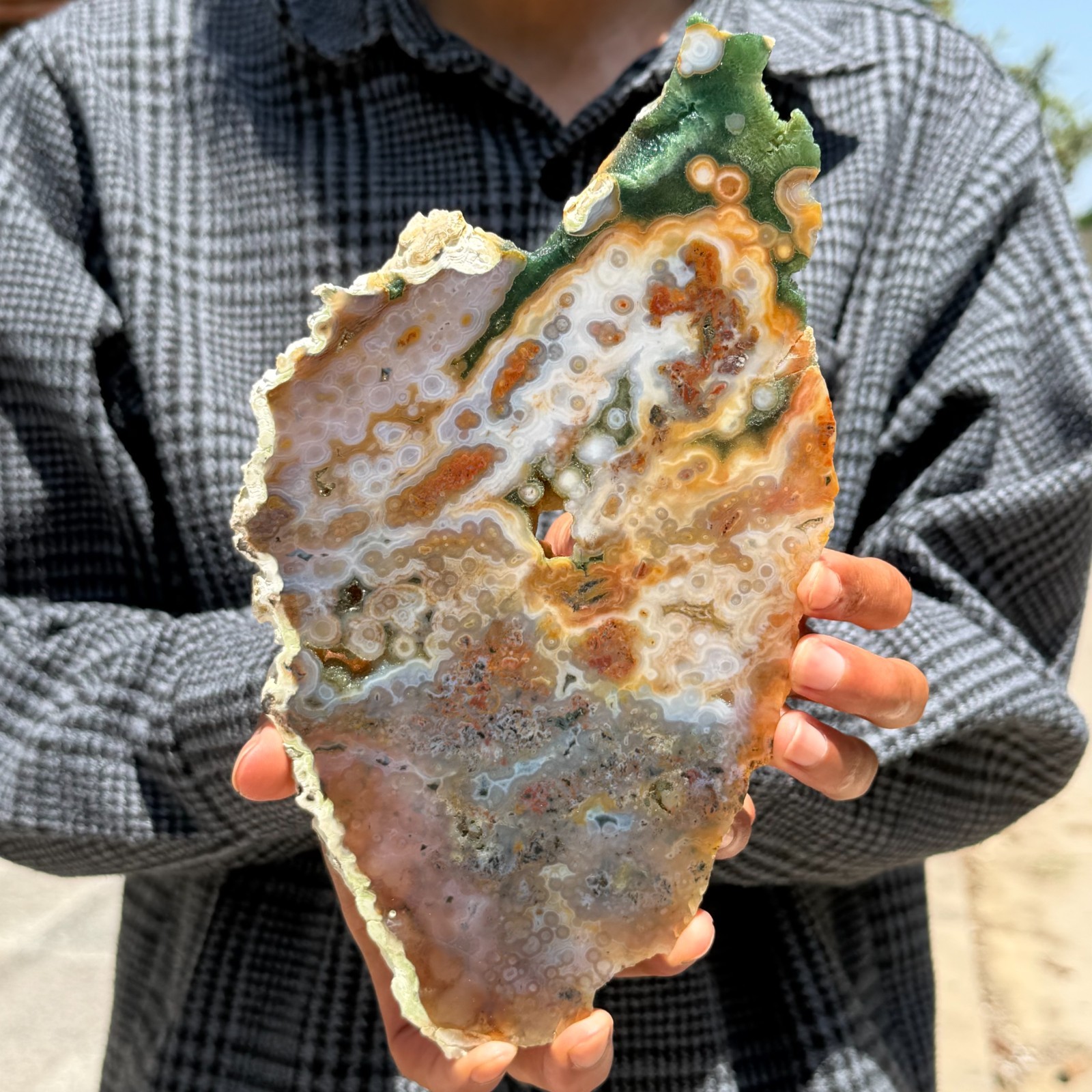 1.0LB Rare Natural The 8th Vein Ocean Jasper Slab Quartz Crystal Reiki Healing