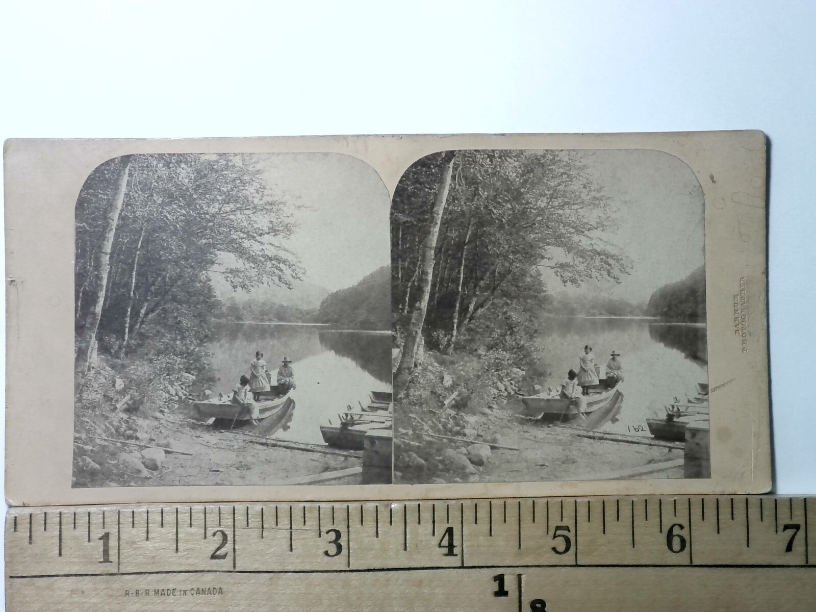 Echo Lake Stereoview Indians New Hampshire Y18901 c1860 Y18901