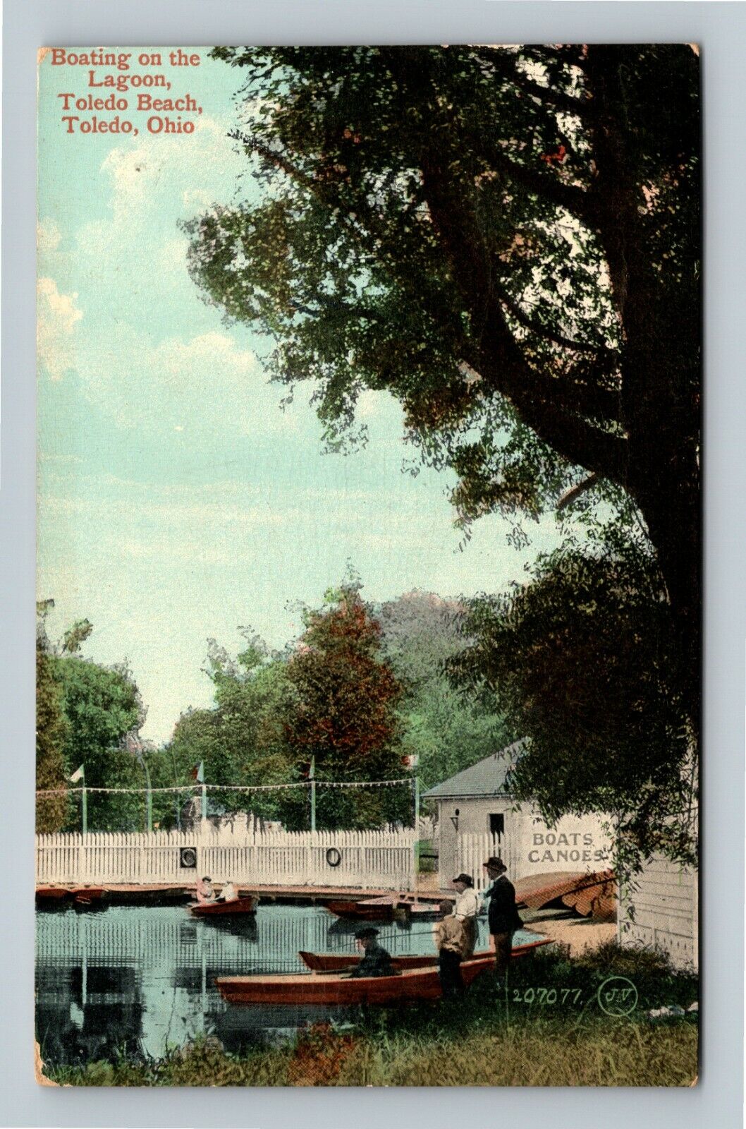 Toledo OH, Boating On The Lagoon, Toledo Beach, Ohio c1909 Vintage Postcard